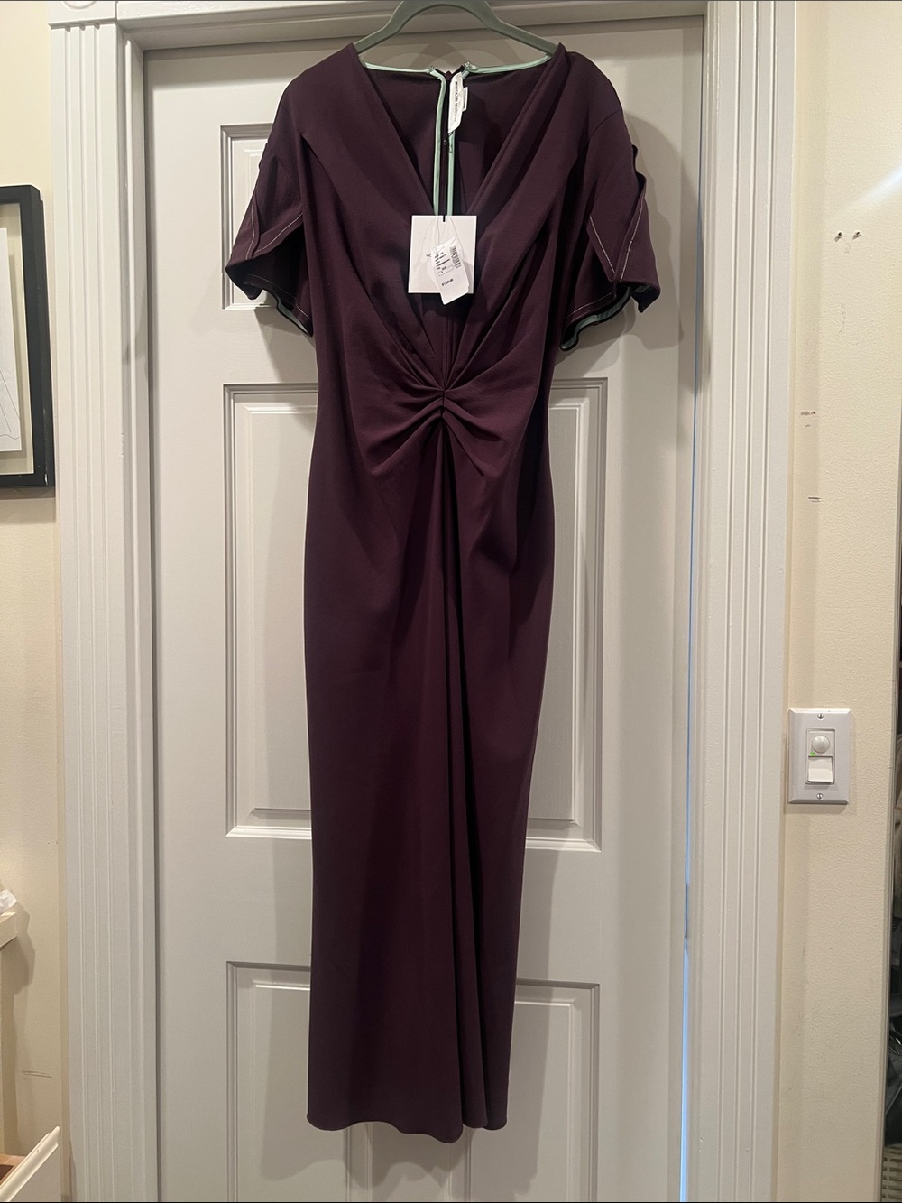 Victoria Beckham Plum Twist-Front Midi Dress